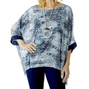 NEW Artizan Robin Barre Blue Snake Print Chiffon Top Size Large bin 2N